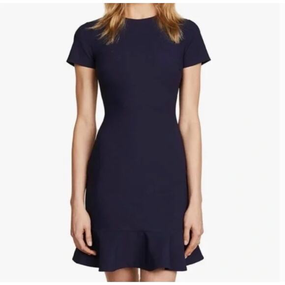 Likely Beckett Peplum Sheath Dress 0 NWOT Navy Blue Academia Prep Career Office - Picture 1 of 7
